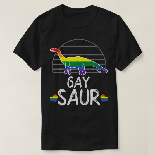 T-shirt Gay pride du drapeau arc-en-ciel Gaysaur Dinosaur  (Design devant)