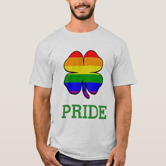 T-shirt Gay pride du drapeau arc-en-ciel shamrock (Devant)