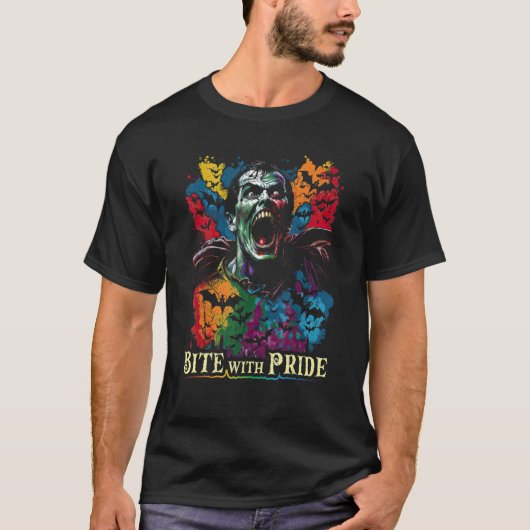T-shirt Gay pride gothique Dracula Bite Avec Fierté LGBTQ (Devant)