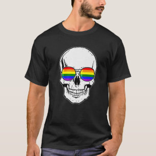 T-shirt Gay Pride LGBT Crâne Avec Lunettes De Soleil Arc-E