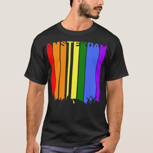 T-shirt Gay pride LGBT d'Amsterdam Pays-Bas Rainbow (Devant)