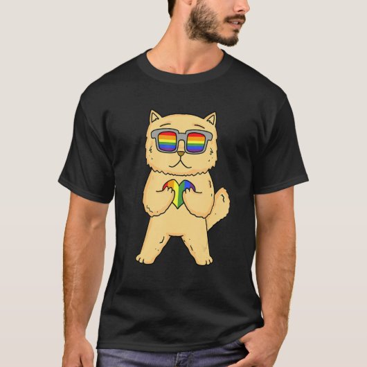 T-shirt Gay Pride LGBT Rainbow - Cat Breed Persian - LGBT  (Devant)
