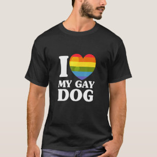 T-shirt Gay pride LGBT Rainbow Heart J'aime mon chien gay