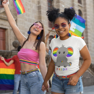 T-shirt GAY PRIDE LGBTQ - éléphant mignon avec drapeau arc