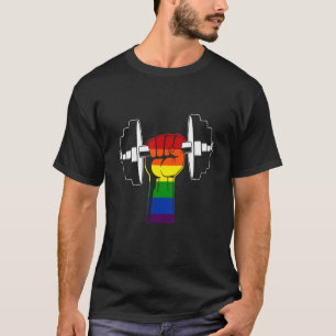 T-shirt Gay pride Rainbow Barbell Gym Lgbt Fitness