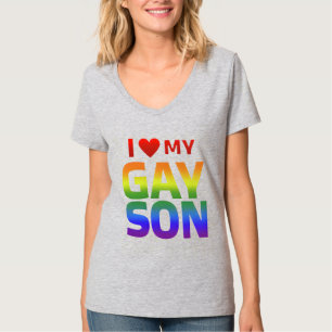 T-shirt Gay pride Rainbow Flag J'aime mon fils gay LGBTQ
