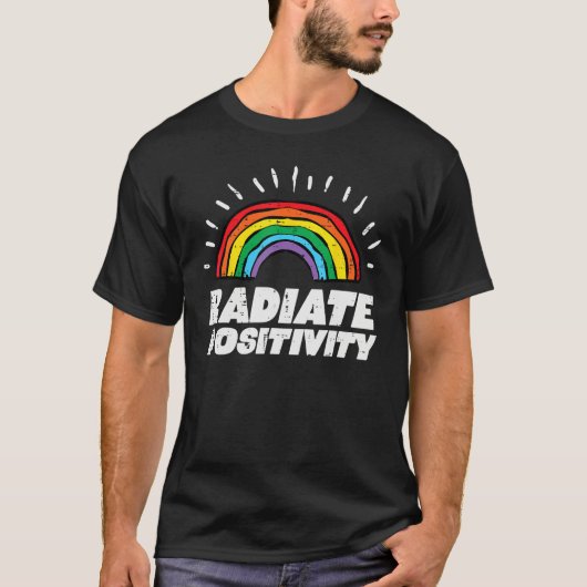 T-shirt Gay Pride Rainbow Radiate Positivity Lgbtq Men Wom (Devant)