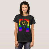 T-shirt Gay pride Résiste Poing Arc-en-ciel Drapeau Lgbtq  (Devant entier)