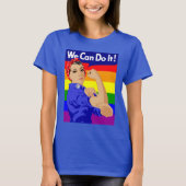 T-SHIRT GAY PRIDE ROSIE LE RIVETER AVEC DRAPEAU DE PLANCHE (Devant)