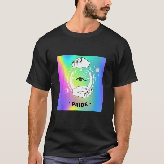 T-shirt Gay Pride Witchy Moon Tarot Card Rainbow Eye LGBTQ (Devant)