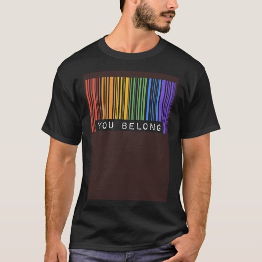 T-shirt Gay Queer Barcode Pride You Belong Ally Aesthetic  (Devant)