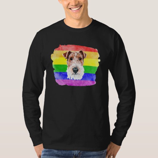 T-shirt Gay Wire Fox Terrier Lgbtq Pride Stuff Ados Rainb (Devant)