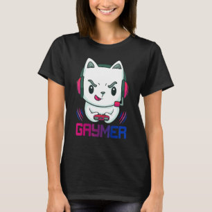 T-shirt Gaymer Chat Gamer Bisexualité Drapeau Bisexuel Pri