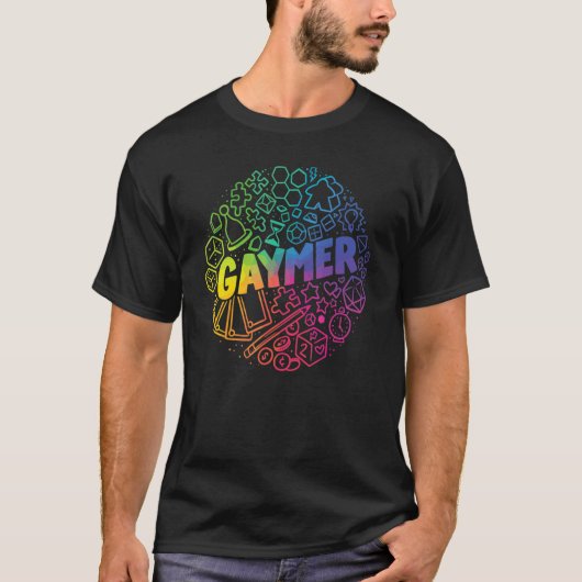 T-shirt Gaymer Rainbow Board Game Bits (Devant)