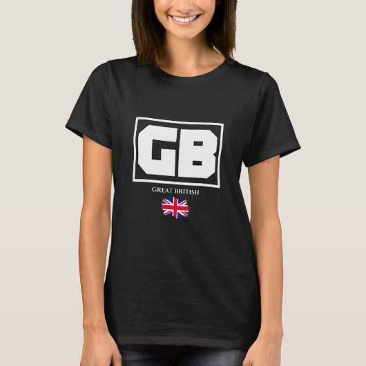 T-shirt GB Great British with UK Flag Illustration Graphic (Devant)