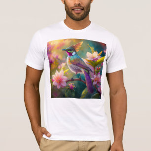 T-shirt Geai arc-en-ciel à crête orange, oiseau de fantais