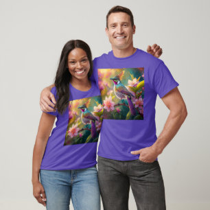 T-shirt Geai arc-en-ciel à crête orange, oiseau de fantais
