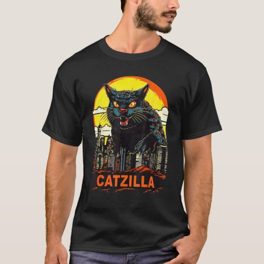 T-shirt Géant Kitty Cat Catzilla Dans Une Ville Catzilla (Devant)