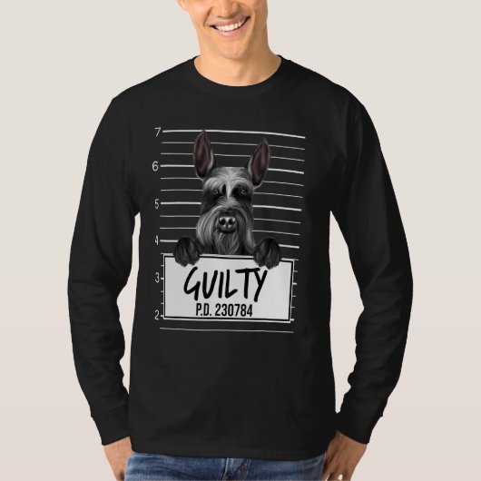 T-shirt Géant Schnauzer Mugshot Chien Coupable (Devant)