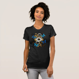 T-shirt Gears of Steampunk and Blue Butterflies