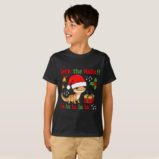 T-shirt Geck The Halls Leopard Gecko Christmas Pun Pet Own (Devant entier)