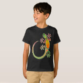 T-shirt Gecko Floral Art Tribal (Devant entier)