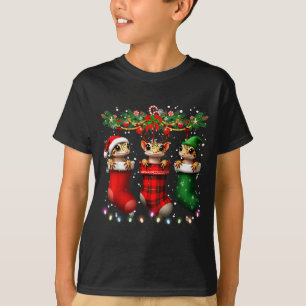 T-shirt Gecko Léopardard en chaussettes de Noël lumières G