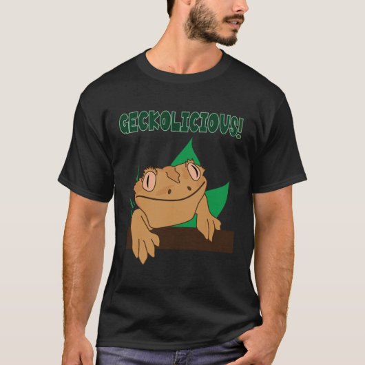 T-shirt Geckolicious  Saying Cute Lizard Crested Gecko (Devant)