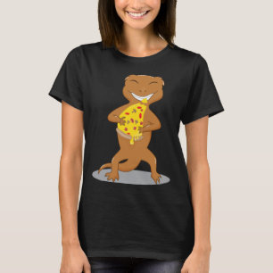 T-shirt Geckos En Crête Mangeant Pizza Ironique Cute Repti