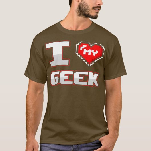 T-shirt Geek Petit ami Girlfriend I Love Mon Geek Couple (Devant)