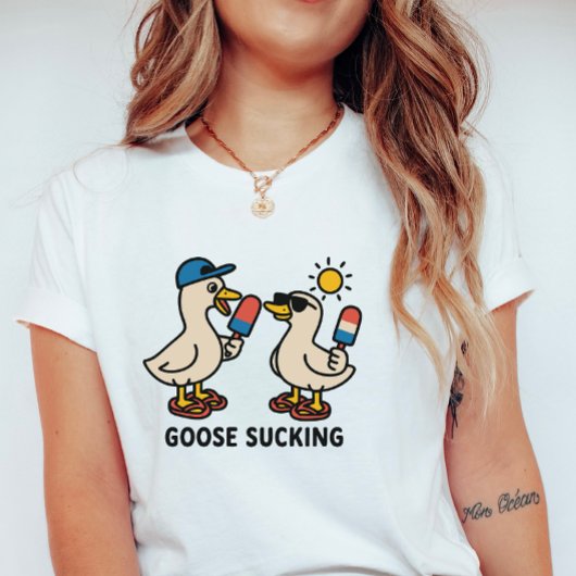 T-shirt Geese Licking Ice Cream; Cute and Silly Goose