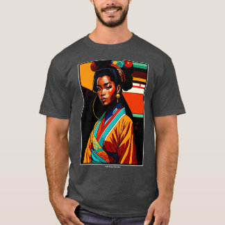 T-shirt Geisha africain en Kimono japonais traditionnel