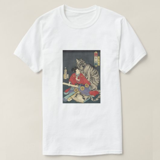 T-shirt Geisha avec son tigre blanc (Design devant)