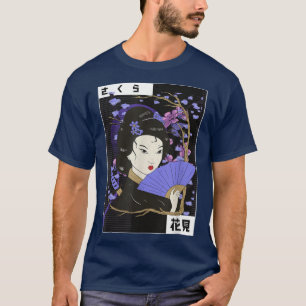 T-shirt Geisha Girl Sakura Cherry Blossom Japon Art Cultur