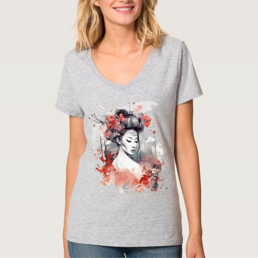 T-shirt Geisha Print Design (Devant)