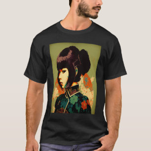 T-shirt Geisha Retro Femme Kimono Samurai Vintag japonais