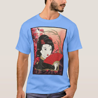 T-shirt Geisha Sakura Cherry Blossom Geisha Girl Japan Cul
