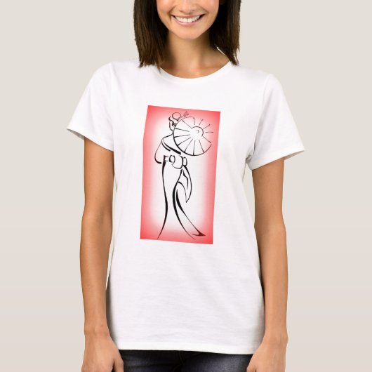 T-shirt Geisha Silhouette Bordure rouge (Devant)