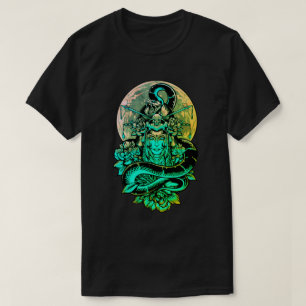 T-shirt Geisha turquoise et noir floral