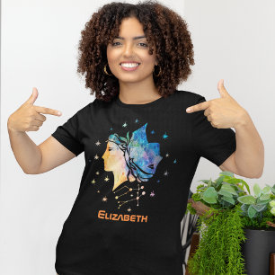 T-shirt Gemini Constellation Zodiac Aquarelle Star Galaxy