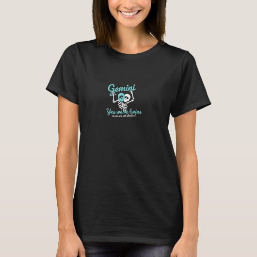 T-shirt Gemini Faits Astrologie Skeleton Twin Zodiac Sign  (Devant)