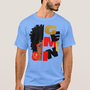 T-shirt Gemini Girl Afro Girl Zodiac Signes Anniversaire C