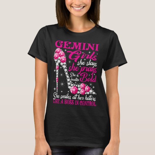 T-shirt Gemini Girl Like a Boss in Control chaussures en d (Devant)