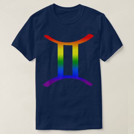 T-shirt Gemini Lgbt Zodiac Sign Lgbt Rainbow Pride Gay Gif (Design devant)