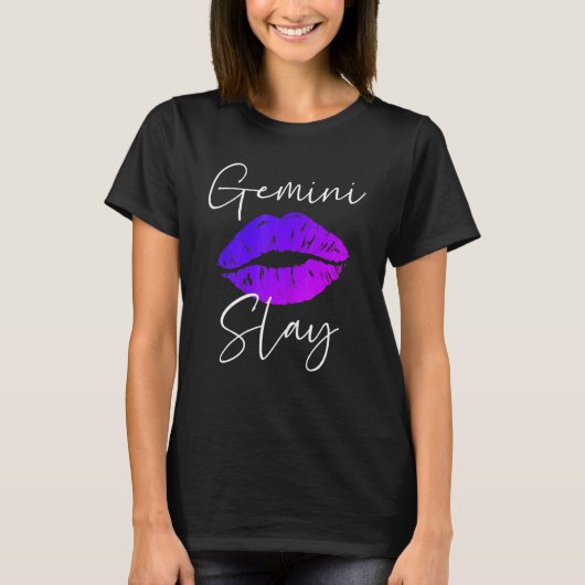 T-shirt Gemini Slay Lipstick Lips Costume d'anniversaire m (Devant)
