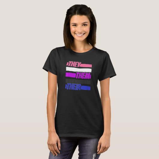 T-shirt Gender Fluid Genderless - Non Binary Neutral They (Devant entier)