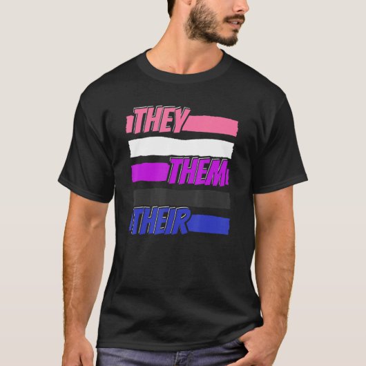 T-shirt Gender Fluid Genderless - Non Binary Neutral They (Devant)