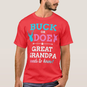 T-shirt Gender reveal buck or doe great grandpa matching b