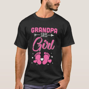T-shirt Gender Reveal For Grandpa Says Girl Matching Famil