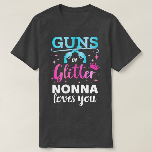 T-shirt Gender reveal guns or glitter nonna matching baby (Design devant)